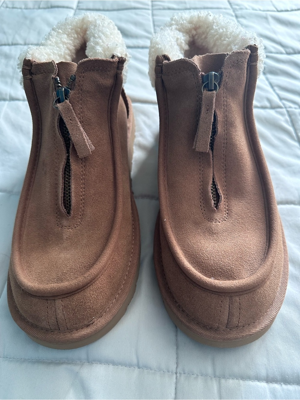 UGG Women's Chestnut Suede Zip Front Shearling Boots